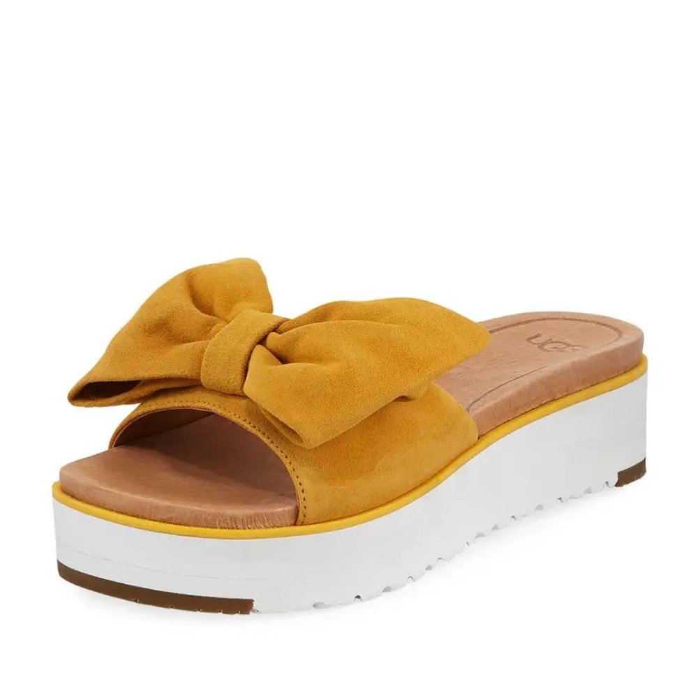 UGG Joan Platform Bow Sandal Mustard Yellow 6.5